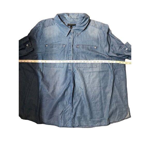 Lane Bryant chambray long sleeve blouse cotton Lyocell blend size 26/28 - Picture 8 of 10